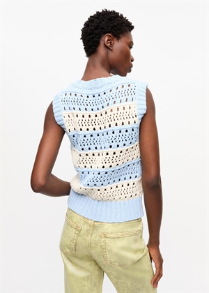 Cotton mix striped vest Soft Chambray K2486 Ganni 